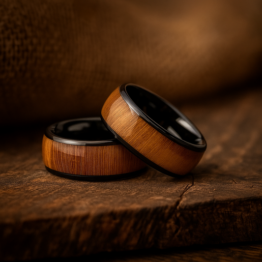 black tungsten barrel wood ring 8mm The Stavekeeper