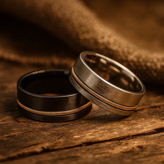 tungsten gold guitar string ring 8mm The Backstage